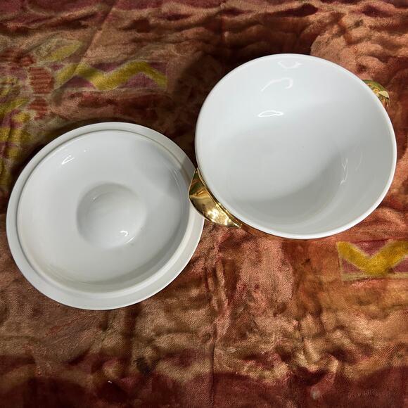 VTG 70s Royal Worcester Lustre Gold 1 Qt Round Covered Casserole Size 23 Shape 5 - Picture 6 of 10